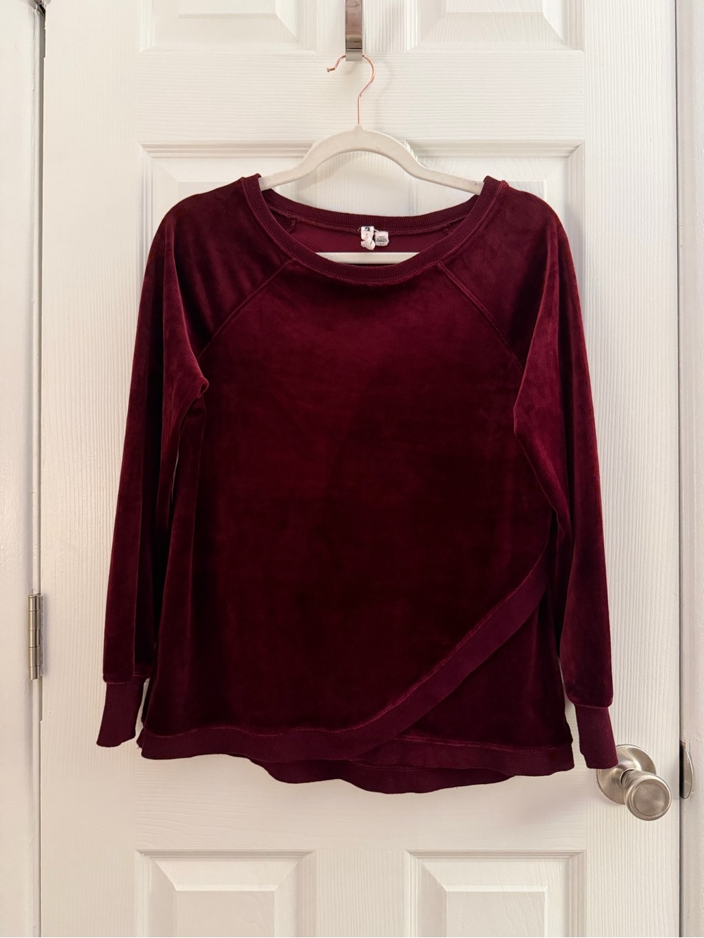 Cable & Gauge Burgundy Velvet Velour Plush Long Sleeve Sweater XS